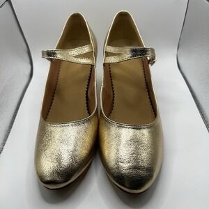 NEW Dance And Sway Women's Size 9 Gold Shoes Cuban Heel 2.3"